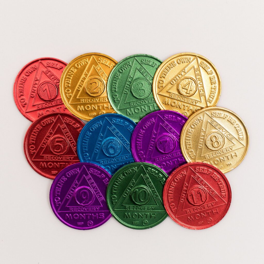 AA Sobriety Milestones Chips Coins Colors Meanings